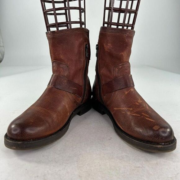 Olukai Nahuku Short Womens Distressed Brown Moto Boot US 8 Harness Ankle Boots - Picture 2 of 12